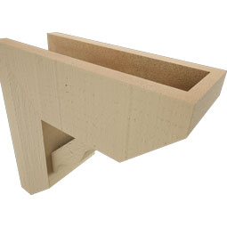 Ekena Millwork - BKTUR0554X14X14FST06RCPR - Timberthane Faux Wood Funston Style Bracket w/ Offset Brace, Slat Ends, 5 1/2"W x 14"D x 14"H, Primed Tan