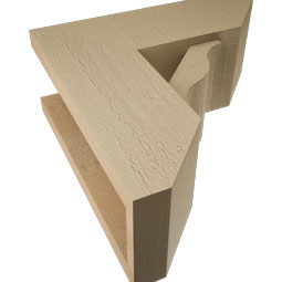 Ekena Millwork - BKTUR0554X14X14FST06RCPR - Timberthane Faux Wood Funston Style Bracket w/ Offset Brace, Slat Ends, 5 1/2"W x 14"D x 14"H, Primed Tan