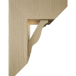 Ekena Millwork - BKTUR0554X14X18FST06RCPR - Timberthane Faux Wood Funston Style Bracket w/ Offset Brace, Slat Ends, 5 1/2"W x 14"D x 18"H, Primed Tan