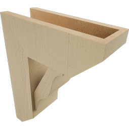 Ekena Millwork - BKTUR0554X14X18FST06RCPR - Timberthane Faux Wood Funston Style Bracket w/ Offset Brace, Slat Ends, 5 1/2"W x 14"D x 18"H, Primed Tan