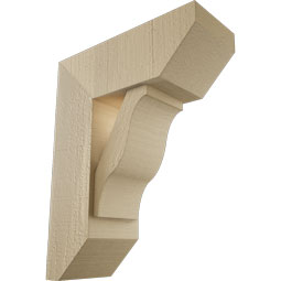 Ekena Millwork - BKTUR0554X14X18FST06RCPR - Timberthane Faux Wood Funston Style Bracket w/ Offset Brace, Slat Ends, 5 1/2"W x 14"D x 18"H, Primed Tan