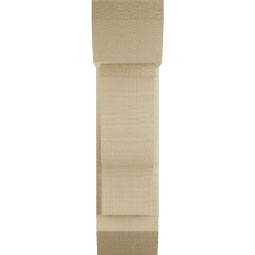 Ekena Millwork - BKTUR0554X14X22FST06RCPR - Timberthane Faux Wood Funston Style Bracket w/ Offset Brace, Slat Ends, 5 1/2"W x 14"D x 22"H, Primed Tan