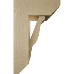 Ekena Millwork - BKTUR0554X14X22FST06RCPR - Timberthane Faux Wood Funston Style Bracket w/ Offset Brace, Slat Ends, 5 1/2"W x 14"D x 22"H, Primed Tan