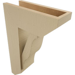 Ekena Millwork - BKTUR0554X14X22FST06RCPR - Timberthane Faux Wood Funston Style Bracket w/ Offset Brace, Slat Ends, 5 1/2"W x 14"D x 22"H, Primed Tan