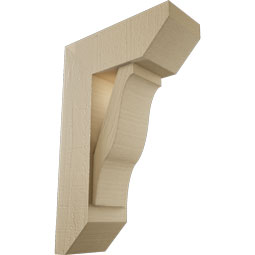 Ekena Millwork - BKTUR0554X14X22FST06RCPR - Timberthane Faux Wood Funston Style Bracket w/ Offset Brace, Slat Ends, 5 1/2"W x 14"D x 22"H, Primed Tan