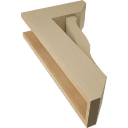 Ekena Millwork - BKTUR0554X14X26FST06RCPR - Timberthane Faux Wood Funston Style Bracket w/ Offset Brace, Slat Ends, 5 1/2"W x 14"D x 26"H, Primed Tan