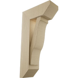 Ekena Millwork - BKTUR0554X14X26FST06RCPR - Timberthane Faux Wood Funston Style Bracket w/ Offset Brace, Slat Ends, 5 1/2"W x 14"D x 26"H, Primed Tan