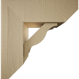 Ekena Millwork - BKTUR0554X16X16FST06RCPR - Timberthane Faux Wood Funston Style Bracket w/ Offset Brace, Slat Ends, 5 1/2"W x 16"D x 16"H, Primed Tan