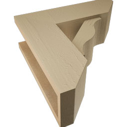 Ekena Millwork - BKTUR0554X16X16FST06RCPR - Timberthane Faux Wood Funston Style Bracket w/ Offset Brace, Slat Ends, 5 1/2"W x 16"D x 16"H, Primed Tan