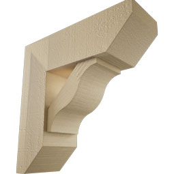 Ekena Millwork - BKTUR0554X16X16FST06RCPR - Timberthane Faux Wood Funston Style Bracket w/ Offset Brace, Slat Ends, 5 1/2"W x 16"D x 16"H, Primed Tan