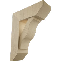 Ekena Millwork - BKTUR0554X16X20FST06RCPR - Timberthane Faux Wood Funston Style Bracket w/ Offset Brace, Slat Ends, 5 1/2"W x 16"D x 20"H, Primed Tan