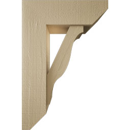 Ekena Millwork - BKTUR0554X16X24FST06RCPR - Timberthane Faux Wood Funston Style Bracket w/ Offset Brace, Slat Ends, 5 1/2"W x 16"D x 24"H, Primed Tan