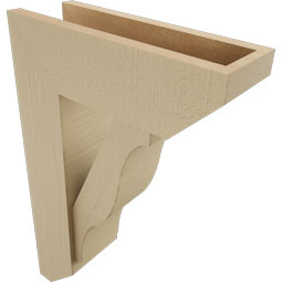 Ekena Millwork - BKTUR0554X16X24FST06RCPR - Timberthane Faux Wood Funston Style Bracket w/ Offset Brace, Slat Ends, 5 1/2"W x 16"D x 24"H, Primed Tan