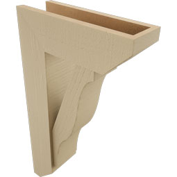 Ekena Millwork - BKTUR0554X16X28FST06RCPR - Timberthane Faux Wood Funston Style Bracket w/ Offset Brace, Slat Ends, 5 1/2"W x 16"D x 28"H, Primed Tan