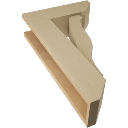 Ekena Millwork - BKTUR0554X16X28FST06RCPR - Timberthane Faux Wood Funston Style Bracket w/ Offset Brace, Slat Ends, 5 1/2"W x 16"D x 28"H, Primed Tan