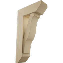 Ekena Millwork - BKTUR0554X16X28FST06RCPR - Timberthane Faux Wood Funston Style Bracket w/ Offset Brace, Slat Ends, 5 1/2"W x 16"D x 28"H, Primed Tan