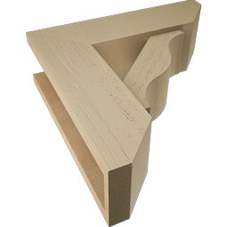 Ekena Millwork - BKTUR0554X18X18FST06RCPR - Timberthane Faux Wood Funston Style Bracket w/ Offset Brace, Slat Ends, 5 1/2"W x 18"D x 18"H, Primed Tan