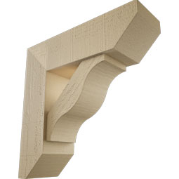 Ekena Millwork - BKTUR0554X18X18FST06RCPR - Timberthane Faux Wood Funston Style Bracket w/ Offset Brace, Slat Ends, 5 1/2"W x 18"D x 18"H, Primed Tan