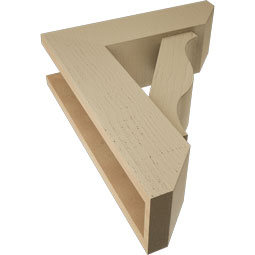 Ekena Millwork - BKTUR0554X18X22FST06RCPR - Timberthane Faux Wood Funston Style Bracket w/ Offset Brace, Slat Ends, 5 1/2"W x 18"D x 22"H, Primed Tan