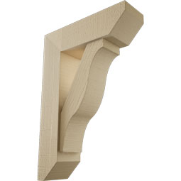 Ekena Millwork - BKTUR0554X18X26FST06RCPR - Timberthane Faux Wood Funston Style Bracket w/ Offset Brace, Slat Ends, 5 1/2"W x 18"D x 26"H, Primed Tan