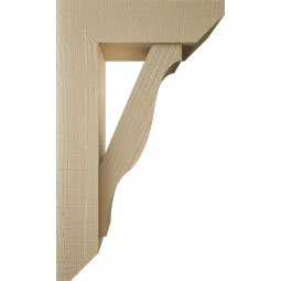 Ekena Millwork - BKTUR0554X18X30FST06RCPR - Timberthane Faux Wood Funston Style Bracket w/ Offset Brace, Slat Ends, 5 1/2"W x 18"D x 30"H, Primed Tan