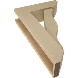 Ekena Millwork - BKTUR0554X18X30FST06RCPR - Timberthane Faux Wood Funston Style Bracket w/ Offset Brace, Slat Ends, 5 1/2"W x 18"D x 30"H, Primed Tan