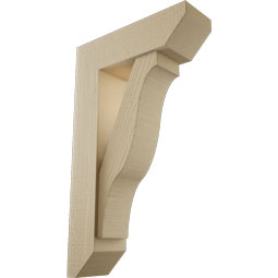 Ekena Millwork - BKTUR0554X18X30FST06RCPR - Timberthane Faux Wood Funston Style Bracket w/ Offset Brace, Slat Ends, 5 1/2"W x 18"D x 30"H, Primed Tan