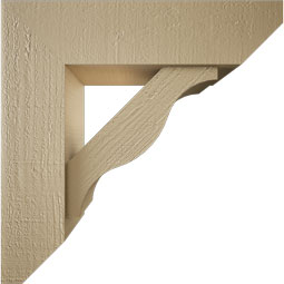 Ekena Millwork - BKTUR0554X20X20FST06RCPR - Timberthane Faux Wood Funston Style Bracket w/ Offset Brace, Slat Ends, 5 1/2"W x 20"D x 20"H, Primed Tan