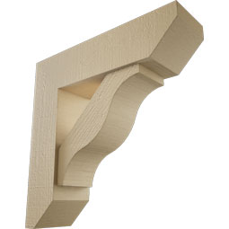 Ekena Millwork - BKTUR0554X20X20FST06RCPR - Timberthane Faux Wood Funston Style Bracket w/ Offset Brace, Slat Ends, 5 1/2"W x 20"D x 20"H, Primed Tan
