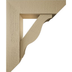 Ekena Millwork - BKTUR0554X20X24FST06RCPR - Timberthane Faux Wood Funston Style Bracket w/ Offset Brace, Slat Ends, 5 1/2"W x 20"D x 24"H, Primed Tan
