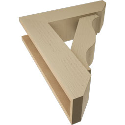 Ekena Millwork - BKTUR0554X20X24FST06RCPR - Timberthane Faux Wood Funston Style Bracket w/ Offset Brace, Slat Ends, 5 1/2"W x 20"D x 24"H, Primed Tan