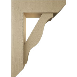 Ekena Millwork - BKTUR0554X20X28FST06RCPR - Timberthane Faux Wood Funston Style Bracket w/ Offset Brace, Slat Ends, 5 1/2"W x 20"D x 28"H, Primed Tan