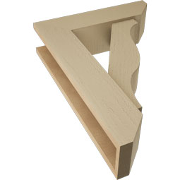 Ekena Millwork - BKTUR0554X20X28FST06RCPR - Timberthane Faux Wood Funston Style Bracket w/ Offset Brace, Slat Ends, 5 1/2"W x 20"D x 28"H, Primed Tan