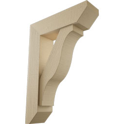 Ekena Millwork - BKTUR0554X20X28FST06RCPR - Timberthane Faux Wood Funston Style Bracket w/ Offset Brace, Slat Ends, 5 1/2"W x 20"D x 28"H, Primed Tan