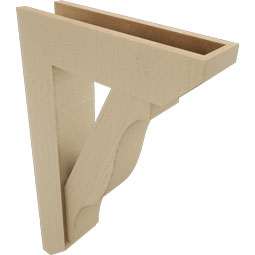 Ekena Millwork - BKTUR0554X20X32FST06RCPR - Timberthane Faux Wood Funston Style Bracket w/ Offset Brace, Slat Ends, 5 1/2"W x 20"D x 32"H, Primed Tan