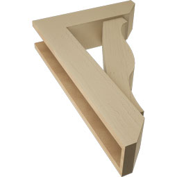 Ekena Millwork - BKTUR0554X20X32FST06RCPR - Timberthane Faux Wood Funston Style Bracket w/ Offset Brace, Slat Ends, 5 1/2"W x 20"D x 32"H, Primed Tan