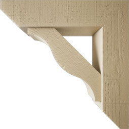 Ekena Millwork - BKTUR0554X22X22FST06RCPR - Timberthane Faux Wood Funston Style Bracket w/ Offset Brace, Slat Ends, 5 1/2"W x 22"D x 22"H, Primed Tan