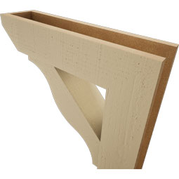 Ekena Millwork - BKTUR0554X22X22FST06RCPR - Timberthane Faux Wood Funston Style Bracket w/ Offset Brace, Slat Ends, 5 1/2"W x 22"D x 22"H, Primed Tan