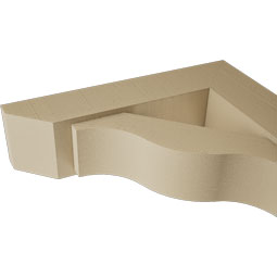 Ekena Millwork - BKTUR0554X22X22FST06RCPR - Timberthane Faux Wood Funston Style Bracket w/ Offset Brace, Slat Ends, 5 1/2"W x 22"D x 22"H, Primed Tan