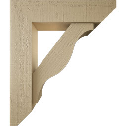 Ekena Millwork - BKTUR0554X22X26FST06RCPR - Timberthane Faux Wood Funston Style Bracket w/ Offset Brace, Slat Ends, 5 1/2"W x 22"D x 26"H, Primed Tan