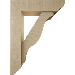 Ekena Millwork - BKTUR0554X22X30FST06RCPR - Timberthane Faux Wood Funston Style Bracket w/ Offset Brace, Slat Ends, 5 1/2"W x 22"D x 30"H, Primed Tan