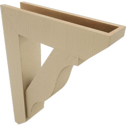Ekena Millwork - BKTUR0554X22X30FST06RCPR - Timberthane Faux Wood Funston Style Bracket w/ Offset Brace, Slat Ends, 5 1/2"W x 22"D x 30"H, Primed Tan