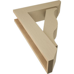 Ekena Millwork - BKTUR0554X22X30FST06RCPR - Timberthane Faux Wood Funston Style Bracket w/ Offset Brace, Slat Ends, 5 1/2"W x 22"D x 30"H, Primed Tan