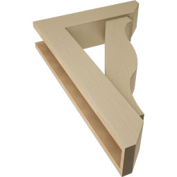 Ekena Millwork - BKTUR0554X22X34FST06RCPR - Timberthane Faux Wood Funston Style Bracket w/ Offset Brace, Slat Ends, 5 1/2"W x 22"D x 34"H, Primed Tan