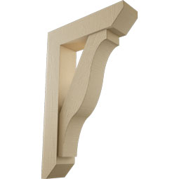 Ekena Millwork - BKTUR0554X22X34FST06RCPR - Timberthane Faux Wood Funston Style Bracket w/ Offset Brace, Slat Ends, 5 1/2"W x 22"D x 34"H, Primed Tan
