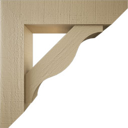 Ekena Millwork - BKTUR0554X24X24FST06RCPR - Timberthane Faux Wood Funston Style Bracket w/ Offset Brace, Slat Ends, 5 1/2"W x 24"D x 24"H, Primed Tan