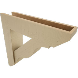 Ekena Millwork - BKTUR0554X24X24FST06RCPR - Timberthane Faux Wood Funston Style Bracket w/ Offset Brace, Slat Ends, 5 1/2"W x 24"D x 24"H, Primed Tan