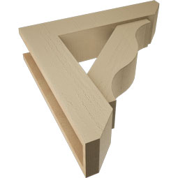 Ekena Millwork - BKTUR0554X24X24FST06RCPR - Timberthane Faux Wood Funston Style Bracket w/ Offset Brace, Slat Ends, 5 1/2"W x 24"D x 24"H, Primed Tan