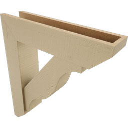 Ekena Millwork - BKTUR0554X24X28FST06RCPR - Timberthane Faux Wood Funston Style Bracket w/ Offset Brace, Slat Ends, 5 1/2"W x 24"D x 28"H, Primed Tan