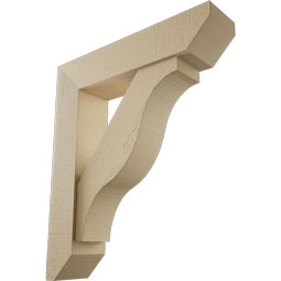 Ekena Millwork - BKTUR0554X24X28FST06RCPR - Timberthane Faux Wood Funston Style Bracket w/ Offset Brace, Slat Ends, 5 1/2"W x 24"D x 28"H, Primed Tan